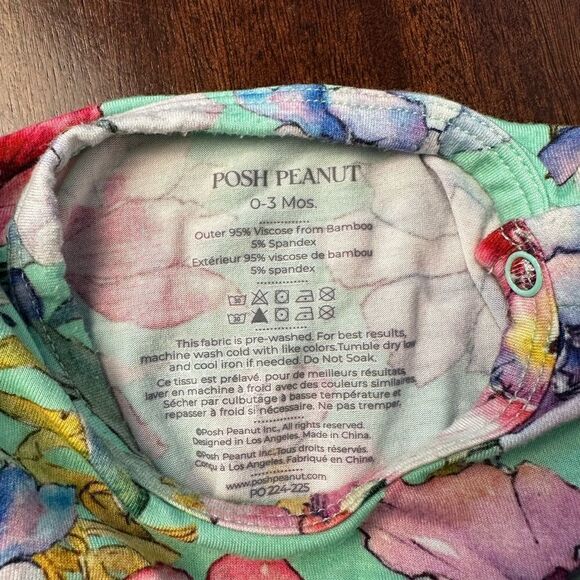 Posh Peanut Long Sleeve Ruffled Bubble Romper - Floral - 0-3M - Picture 4 of 10